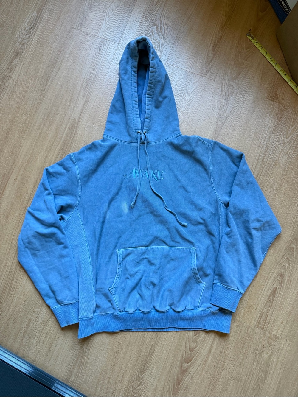 Awake Men's Washed Blue Hoodie Sweatshirt